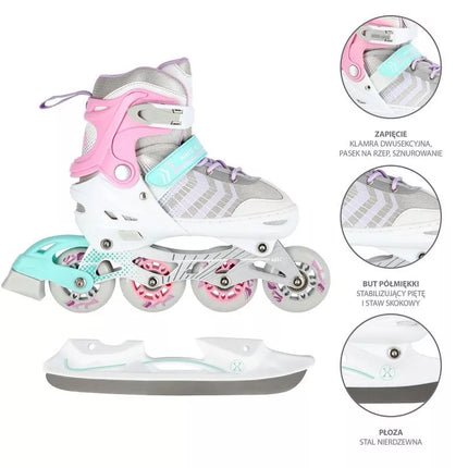 NH18192 4in1 PINK SIZE S(29-33) ROLLER SKATING WITH HOCKEY SLEEVE NILS EXTREME