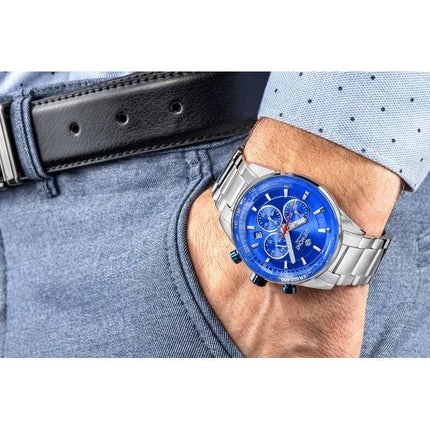 Men's Watch Giewont Chronograph Sapphire Silver Blue GW9140-B3