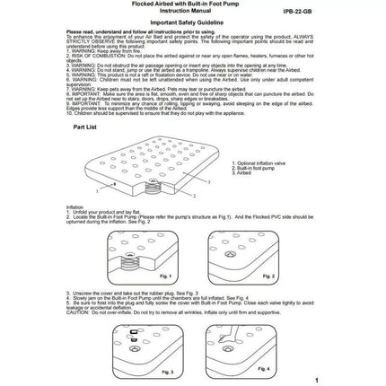 FLOCKED MATTRESS FOR 2 PEOPLE WITH BUILT-IN FOOT PUMP 191x137x22CM 24131