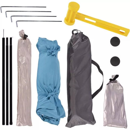 TURISTINĖ PAPLŪDIMIO PAVĖSINĖ, SKĖTIS NUO SAULĖS, SVORIS SU SMĖLIU, LYCRA 2.1X2X1.5M
