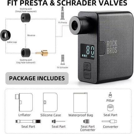 Rockbros mini elektrinis siurblys AS1 PRO 120 PSI