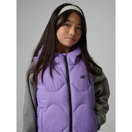 Girls' hooded vest 4F 4FJRSS26TVJAF355-51S