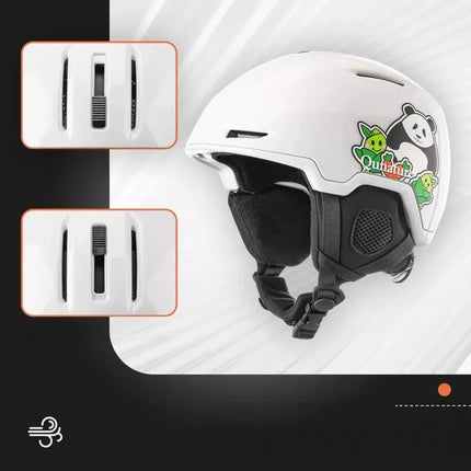 Qunature 10130003005 Ski Helmet with Earmuffs Panda Snowboard for Kids 54-58 cm - White