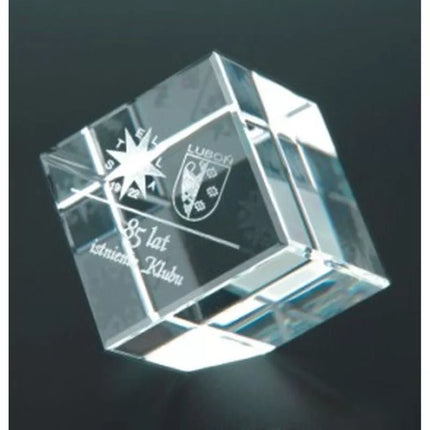 Engraved glass trophy with case