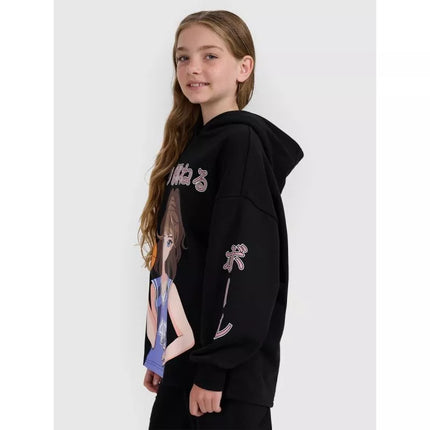 Girls' sweatshirt with hood, open, 4F 4FJRAW25TSWSF2293-20S