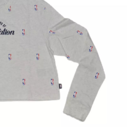Women's Nike NBA N31 Courtside Longsleeve Crop T-shirt Birch Heather - DA6810-051