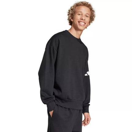 Men's adidas Essentials Loose Fit 3 Bar Logo Sweatshirt Black JF3542