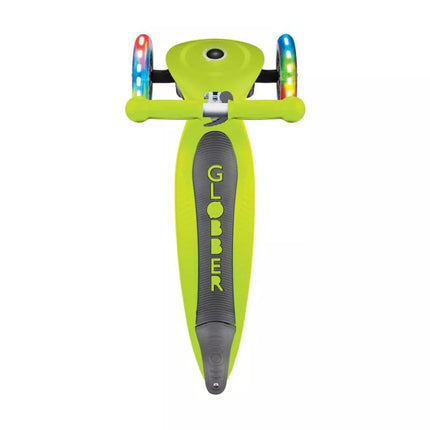 Globber sulankstomas 3 ratų paspirtukas su lemputėmis Lime Green Jr 437-106