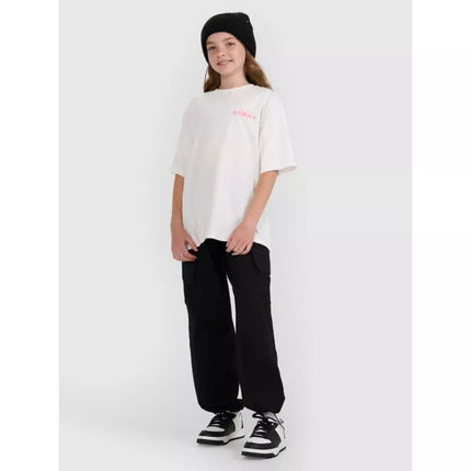 Oversized T-shirt with print for girls 4F 4FJRAW25TTSHF2935-11S