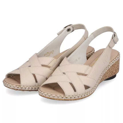 Rieker W RKR682 comfortable leather sandals beige