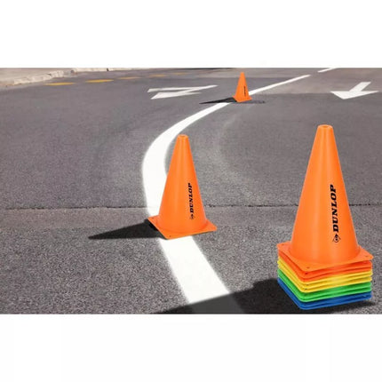 Treniruočių kūgių rinkinys, 23 cm aukštis, 10 vnt. DUNLOP