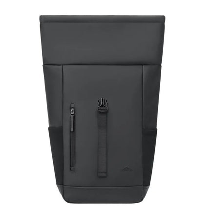 Rivacase Eden Backpack Roll-Up Backpack Black Polyester, Waxed Leather (Pull Up)