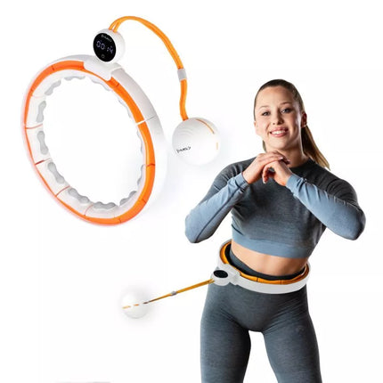 HHM21 HULA HOP WHITE/ORANGE WITH MAGNETS, TPE PROTECTION AND WEIGHT + HMS COUNTER