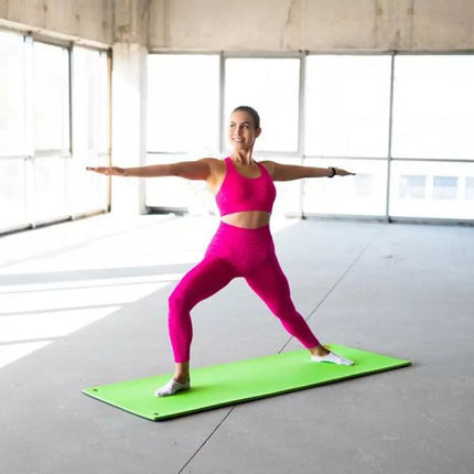 HMS Premium MFK03 Žalia-Juoda Klubo Fitneso Kilimėlis Su Skylutėmis