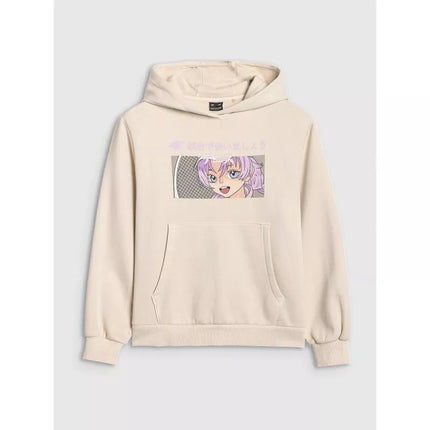 Girls' sweatshirt with hood, open, 4F 4FJRAW25TSWSF2294-11S