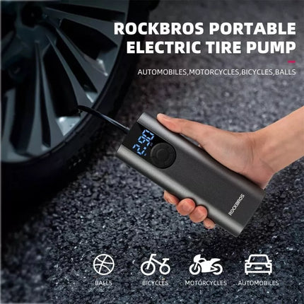 Rockbros 42720001001 Elektrinis dviračio siurblys su LED ekranėliu + USB-C - USB-A laidas - Juodas