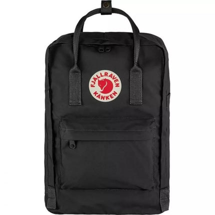 Fjällräven Kånken kuprinė, juoda žygio kuprinė. Medžiagos: Poliamidas, polipropilenas (PP), vinilonas.