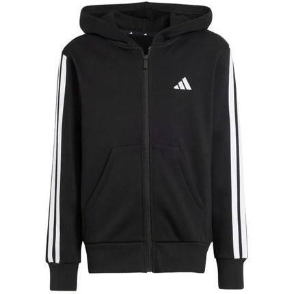 adidas Essentials Full-Zip Kids' Sweatshirt Black and White JD6494