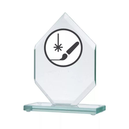 Engraved glass trophy + paint filling
