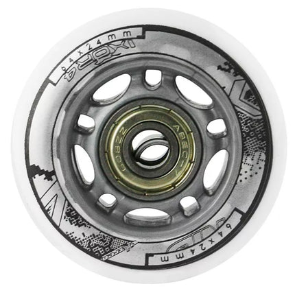 PU 64x24 82A BALTAS (4 vnt.) + ABEC-7 (8 vnt.) NILS EXTREME KOMPLEKTAS