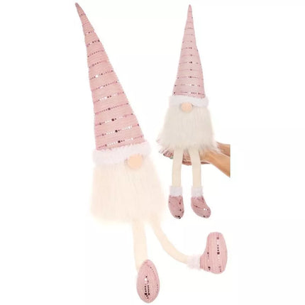 Blizgantis Kalėdų senelio dekoratyvinis nykštukas 38+20CM, rožinis