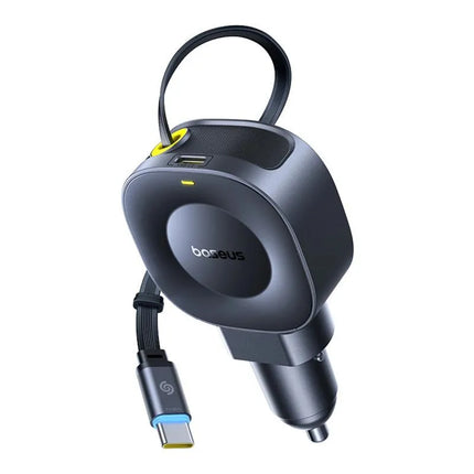 Baseus PrimeTrip VR2 30W + 30W Car Charger with Retractable USB-C Cable - Black