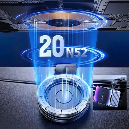 Wozinsky WCZ2Y2S Magnetinis automobilio laikiklis su 15W MagSafe induktyviuoju įkrovikliu prietaisų skydeliui - Juodas