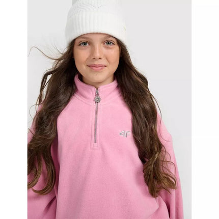 Šilta oversize fliso striukė su stovimos apykaklės mergaitėms 4F 4FJRAW25TFLEF441-54S