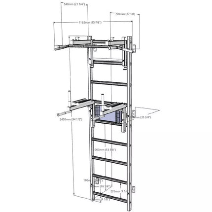 GYMNASTIC LADDER ADJUSTABLE BAR AND HANDLE BENCHK 732W