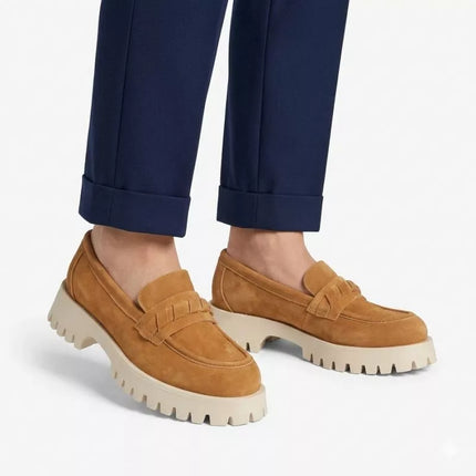 Women's leather suede brogues, camel, Filippo DP7554