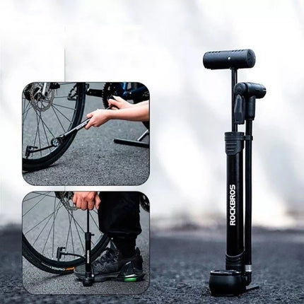 Rockbros 42310006001 Bicycle Pump with Pressure Gauge - Black