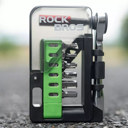 Rockbros Bike Tool Set with Mini Ratchet and Bits - Translucent Green