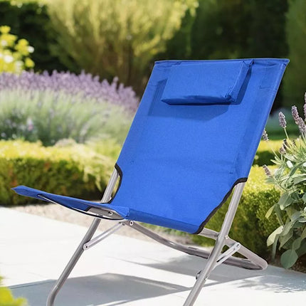 FOLDABLE BEACH CHAIR WITH HEADREST 47X61X58CM NAVY BLUE