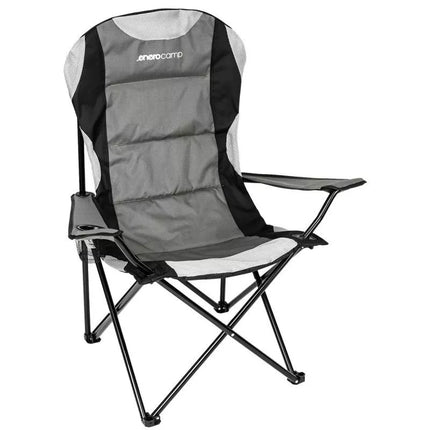 Sulankstoma kempingo kėdė 60x60x105 cm pilka-juoda LUX