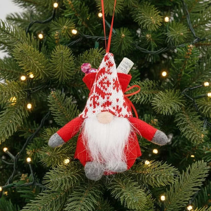 Dekoratyvinis Kalėdų Senelis su dovanų maišeliu 15cm Raudonas
