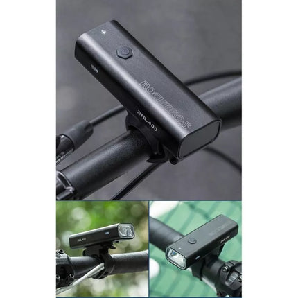 Rockbros 24310006001 Priekinis dviračio žibintas 400 lm + Micro USB laidas - USB-A - Juodas
