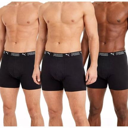 Puma Men's Boxer Briefs Long 3-Pack Black Comfortable