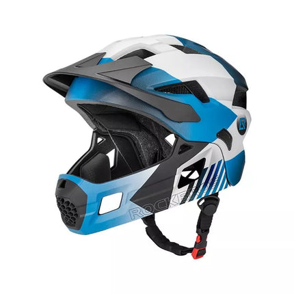 Rockbros TS-61 10110061002 Vaikų dviratininko šalmas su nuimamu smakru, dydis M (54-57) - Mėlynas