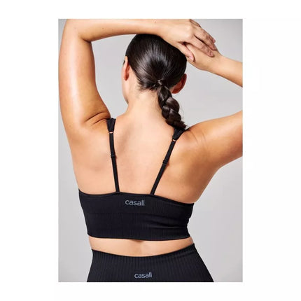 CASALL Seamless Rib Padded Sports Bra Black