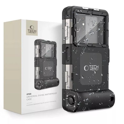 Tech-Protect Vandeniui atsparus dėklas IPX8, skirtas 4.7-6.7 colių išmaniesiems telefonams - Juodas