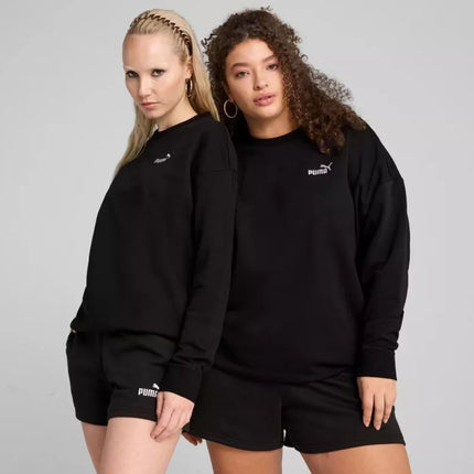 Puma Women's ESS Small No. 11 Logo Relaxed Crew Sweatshirt Black 684975 01