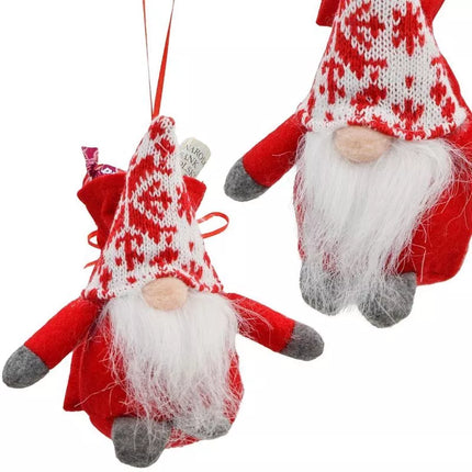 Dekoratyvinis Kalėdų Senelis su dovanų maišeliu 15cm Raudonas