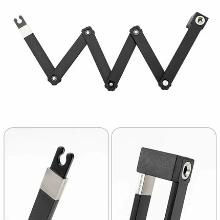 Rockbros 32140003001 foldable bicycle lock with key and handle, 88cm - black