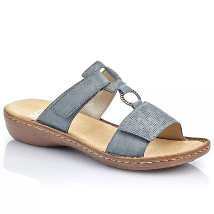 Patogios moteriškos šlepetės su „Velcro“ užsegimu, mėlynos, Rieker 60885-12