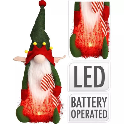 Dekoratyvinė pliušinė elfų figūrėlė su LED, 51 cm
