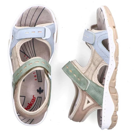 Comfortable women's sports sandals with Velcro colorful Rieker 68866-94