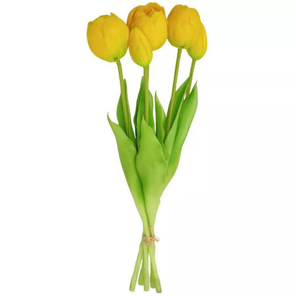 BOUQUET OF 5 YELLOW PEONY TULIPS 39 CM LIFE-LIKE SPRING DECORATION