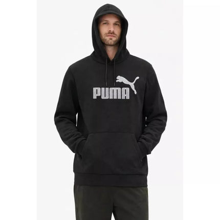Vyriškas juodas madingas medvilninis sportinis džemperis su gobtuvu, Puma