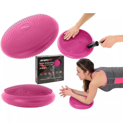 Jutimo-motorinė disko pagalvėlė su pompa 33 cm rožinė ENERO FIT