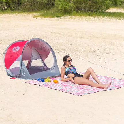 NILS CAMP NC3142 Self-Placing Beach Tent Red-Gray